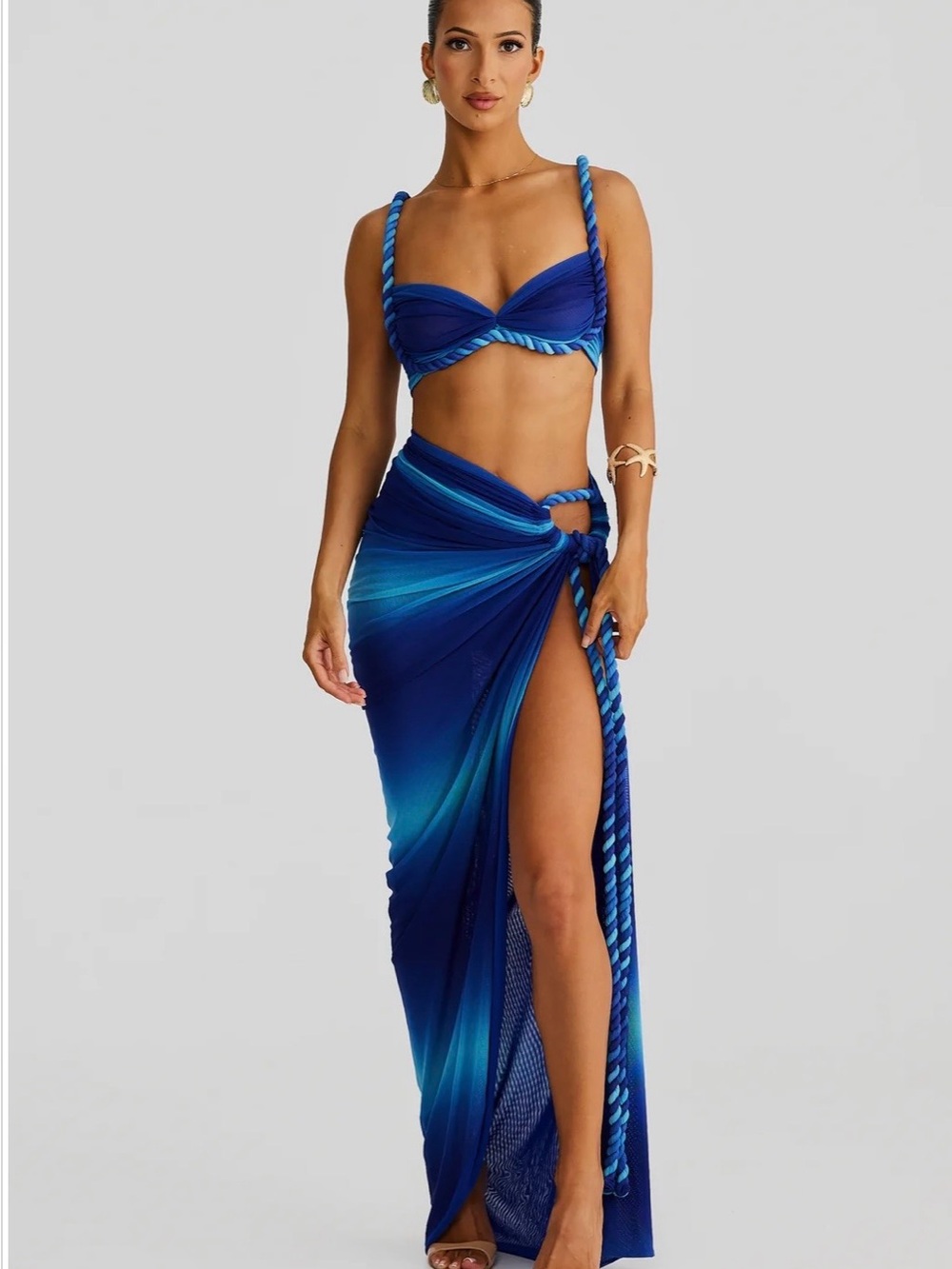 Blue Gradient Maxi Sarong Skirt